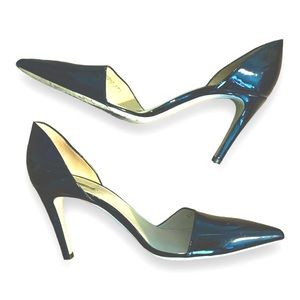 Giorgio Armani patent navy blue stiletto shoes size 37 1/2